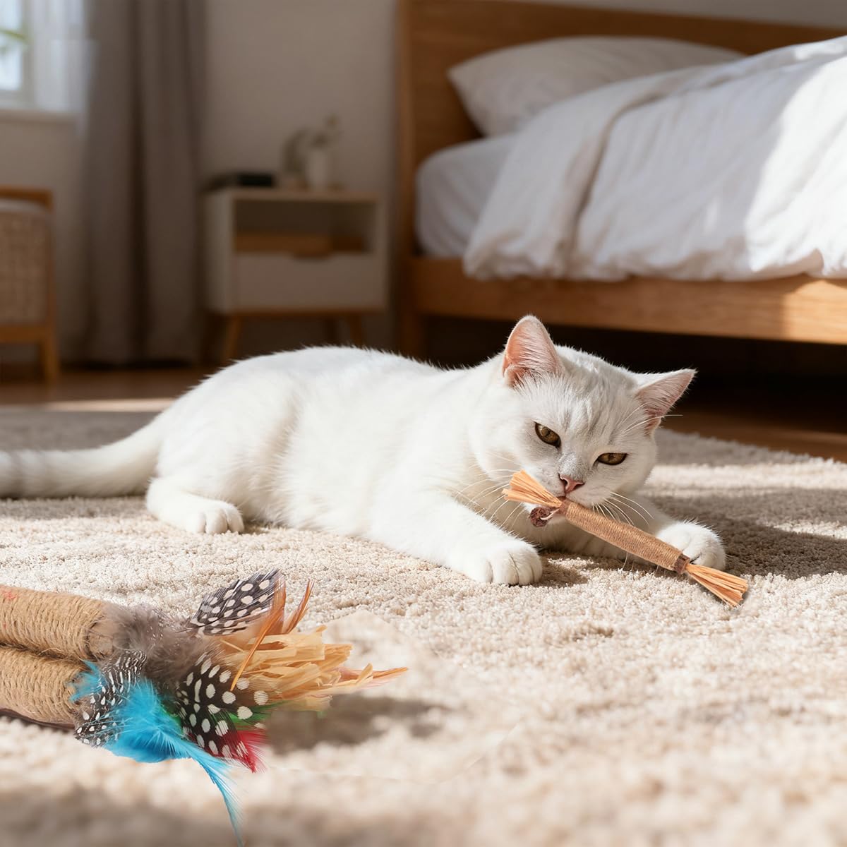 Natural Cat Chew Toys with Silvervine & Catnip, 20 Pack Indoor Cat Dental Chew Toys for Teeth Cleaning & Interactive Play