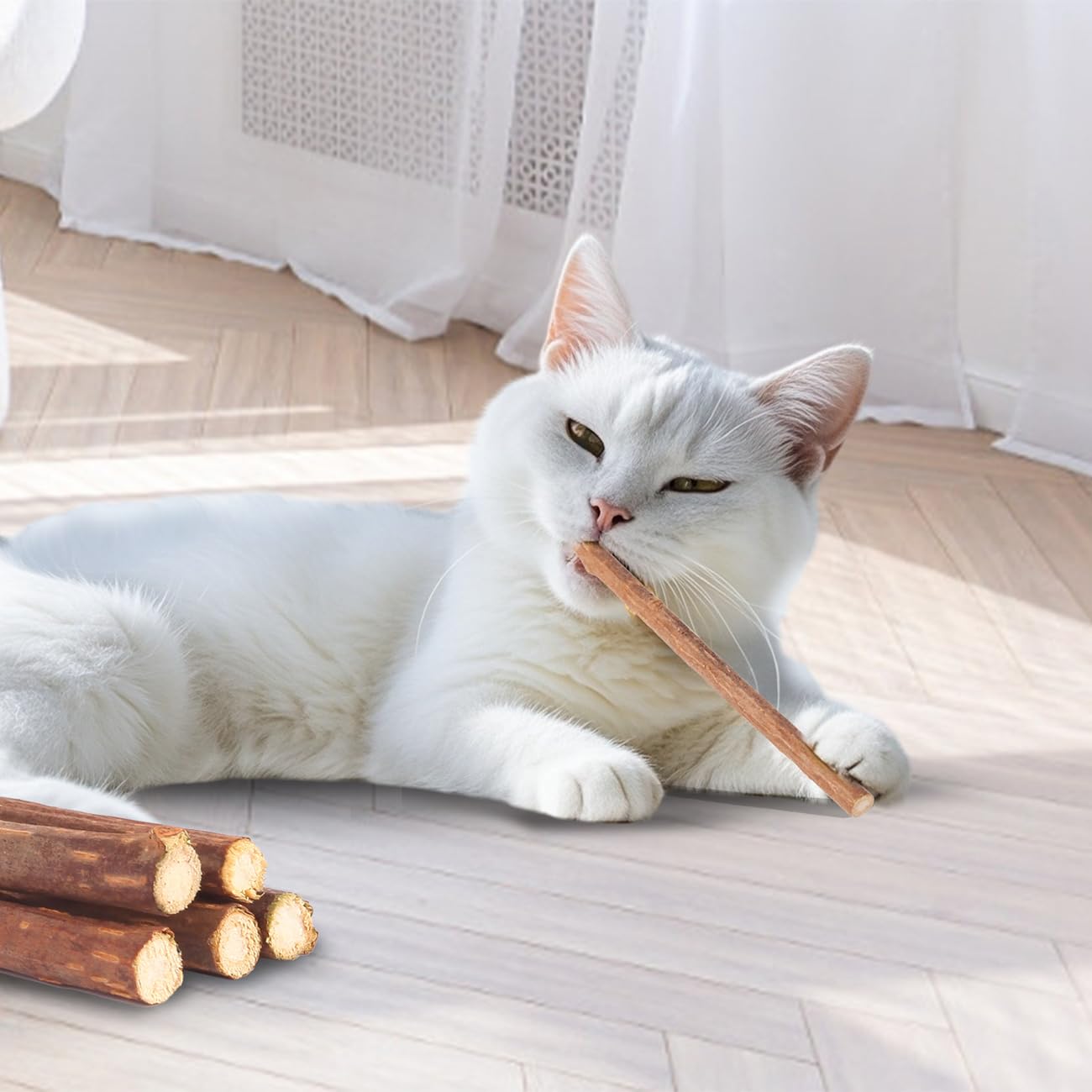 Natural Cat Chew Toys with Silvervine & Catnip, 20 Pack Indoor Cat Dental Chew Toys for Teeth Cleaning & Interactive Play