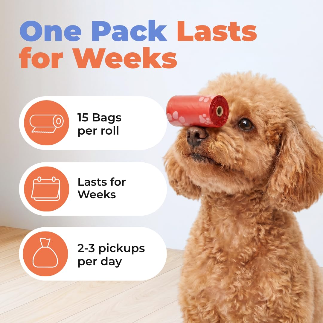 Leak-Proof Dog Poop Bags, Thick Tear-Resistant Pet Waste Bags for Puppy Walking, Travel & Outdoor Cleanup, 150 Bags, Assorted Colors