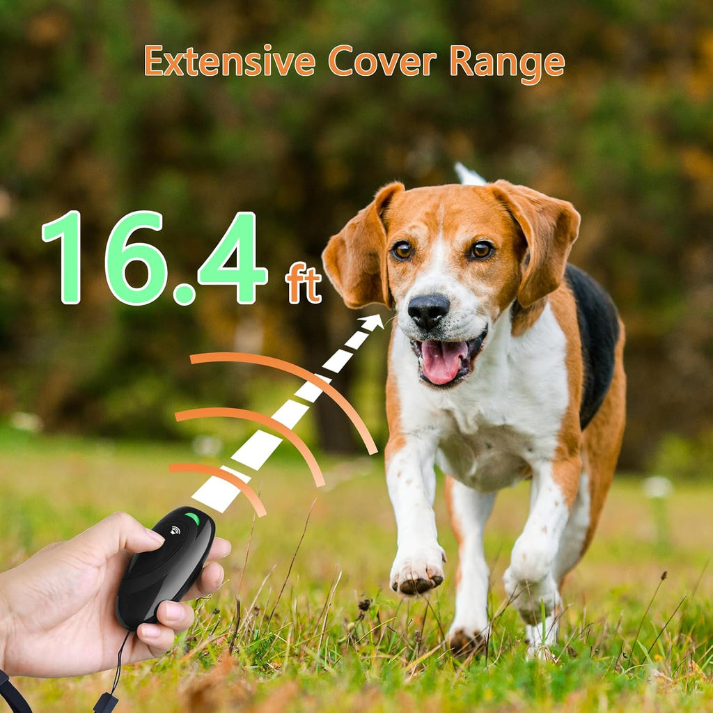 Rechargeable Ultrasonic Dog Bark Control Device – 2-in-1 Anti Barking & Dog Training Device with 3 Modes, USB Rechargeable, 16.4 ft Range, Black