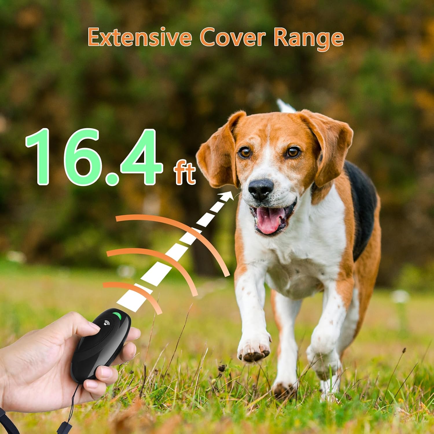 Rechargeable Ultrasonic Dog Bark Control Device – 2-in-1 Anti Barking & Dog Training Device with 3 Modes, USB Rechargeable, 16.4 ft Range, Black