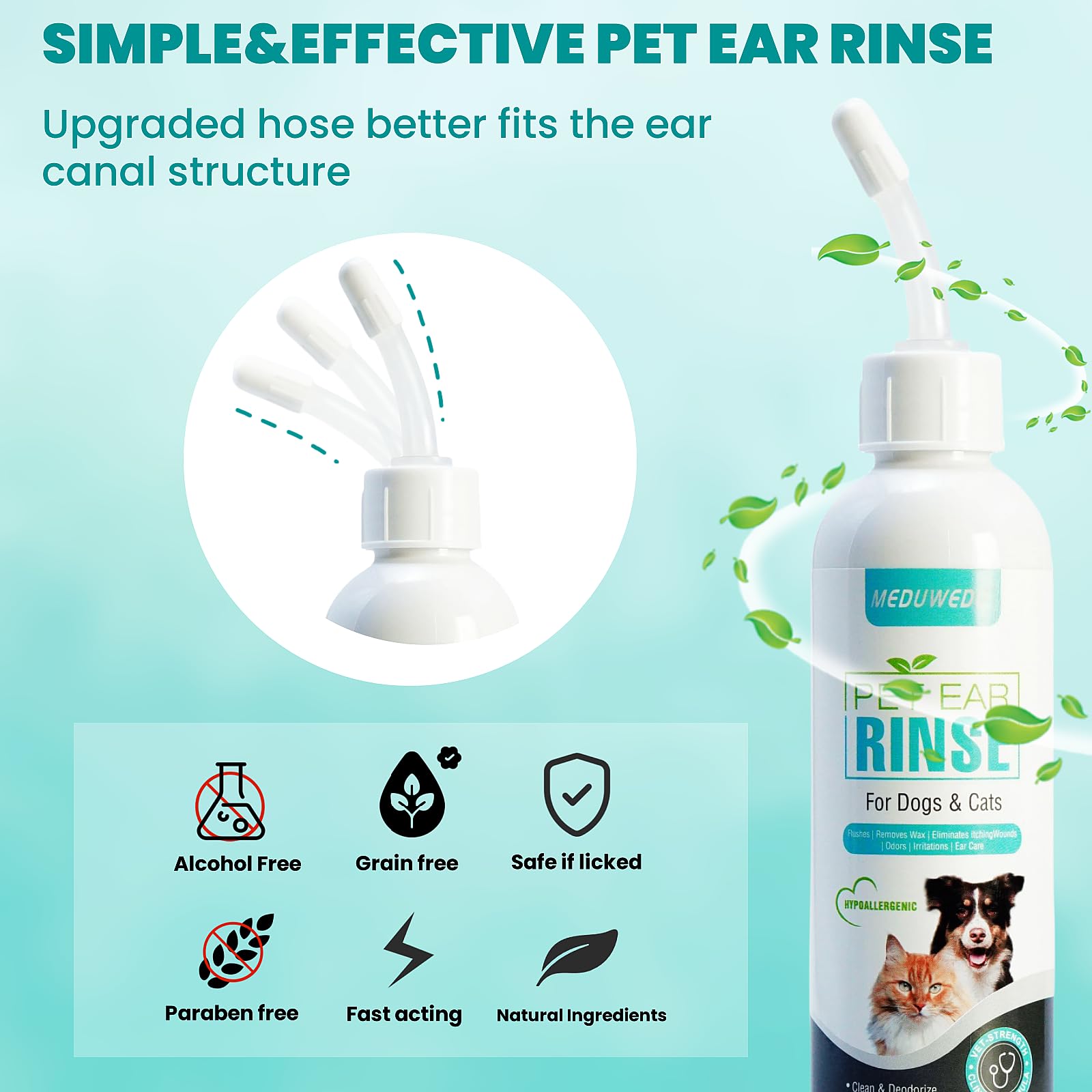 Dog & Cat Ear Cleaner Finger Wipes – 60 Count Soft Otic Cleaning Pads with Coconut Scent for Removing Wax, Dirt & Odor