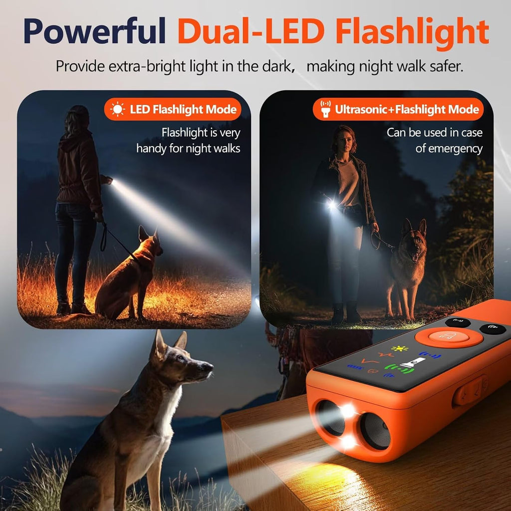 RALYUNI Ultrasonic Dog Bark Deterrent Device with LCD Screen 3 Modes Orange
