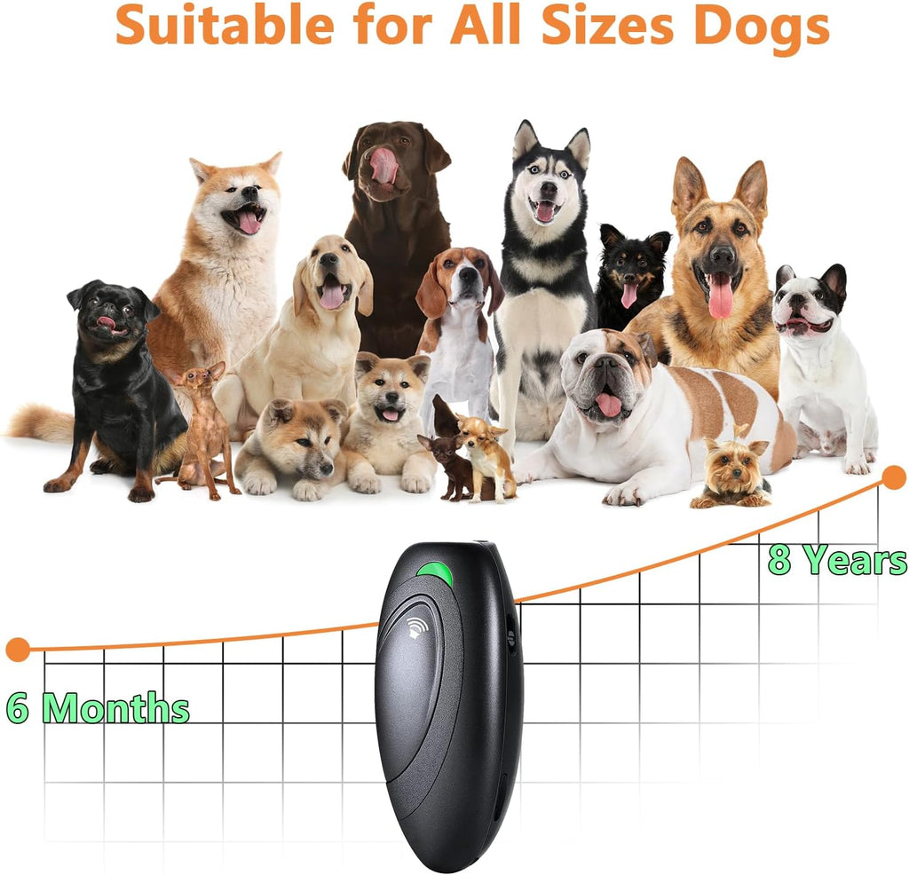 Rechargeable Ultrasonic Dog Bark Control Device – 2-in-1 Anti Barking & Dog Training Device with 3 Modes, USB Rechargeable, 16.4 ft Range, Black
