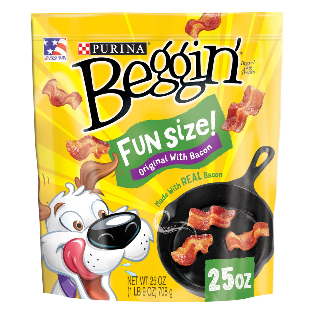 Bacon Flavor Dog Treats with Real Meat – Fun Size Soft Chewy Dog Snacks, 25 oz Resealable Pouch