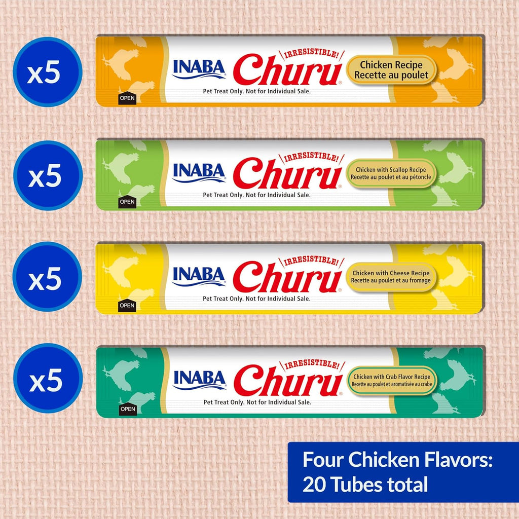 INABA Churu Lickable Creamy Purée Cat Treats Chicken Variety 20 Tubes