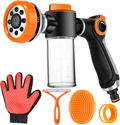 8-in-1 Dog Shower Sprayer with Soap Dispenser, High-Pressure Pet Bath Hose Nozzle, Foam Sprayer Kit with Grooming Accessories