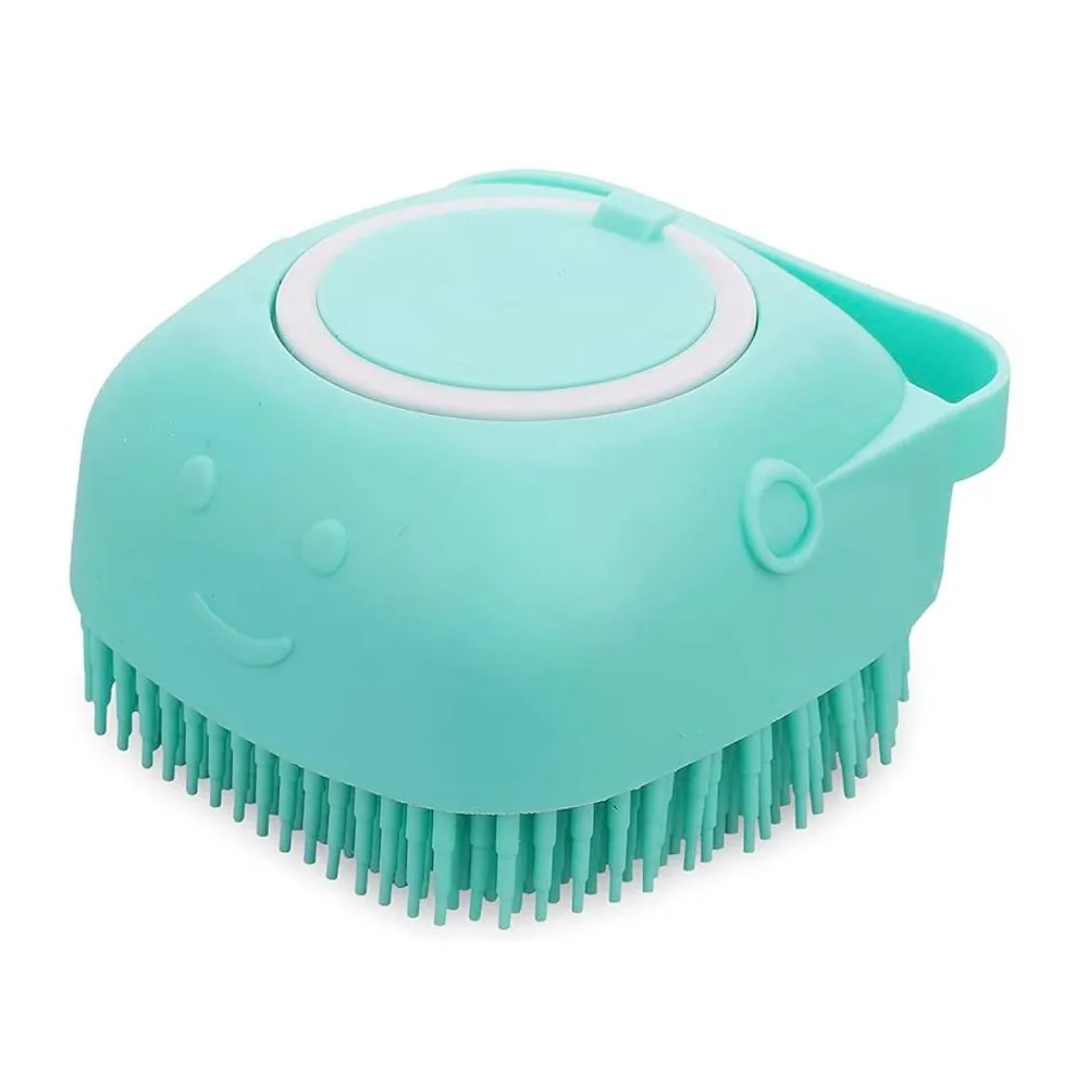 Pet Bath Massage Brush with Soft Silicone Bristles for Dogs, Cats & Puppies, Blue