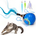 Automatic Interactive Cat Toy Ball – Rechargeable Cat Enrichment Toy with 3 Tails, 2 Speed Modes & Intelligent Play for Indoor Cats, Blue