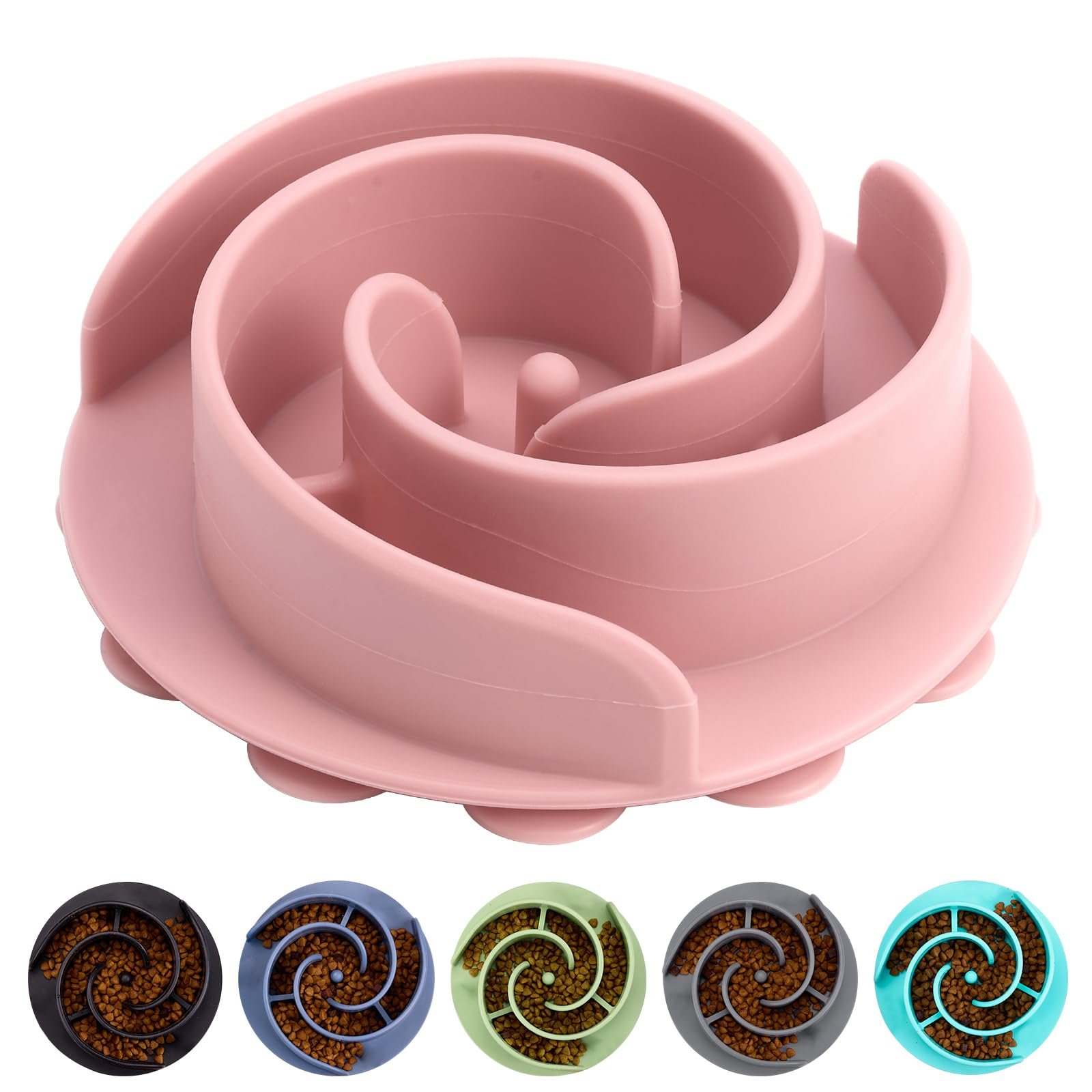 Silicone Slow Feeder Dog Bowl Insert – Soft Maze Feeder with Strong Suction Cups for Small, Medium & Large Dogs, Pink