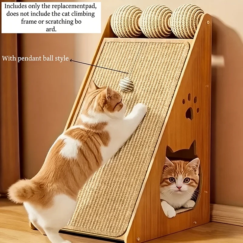 Standing Sisal Cat Scratcher with Hanging Ball, Space-Saving Cat Scratching Post for Indoor Cats, Furniture Protection