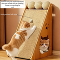 Standing Sisal Cat Scratcher with Hanging Ball, Space-Saving Cat Scratching Post for Indoor Cats, Furniture Protection