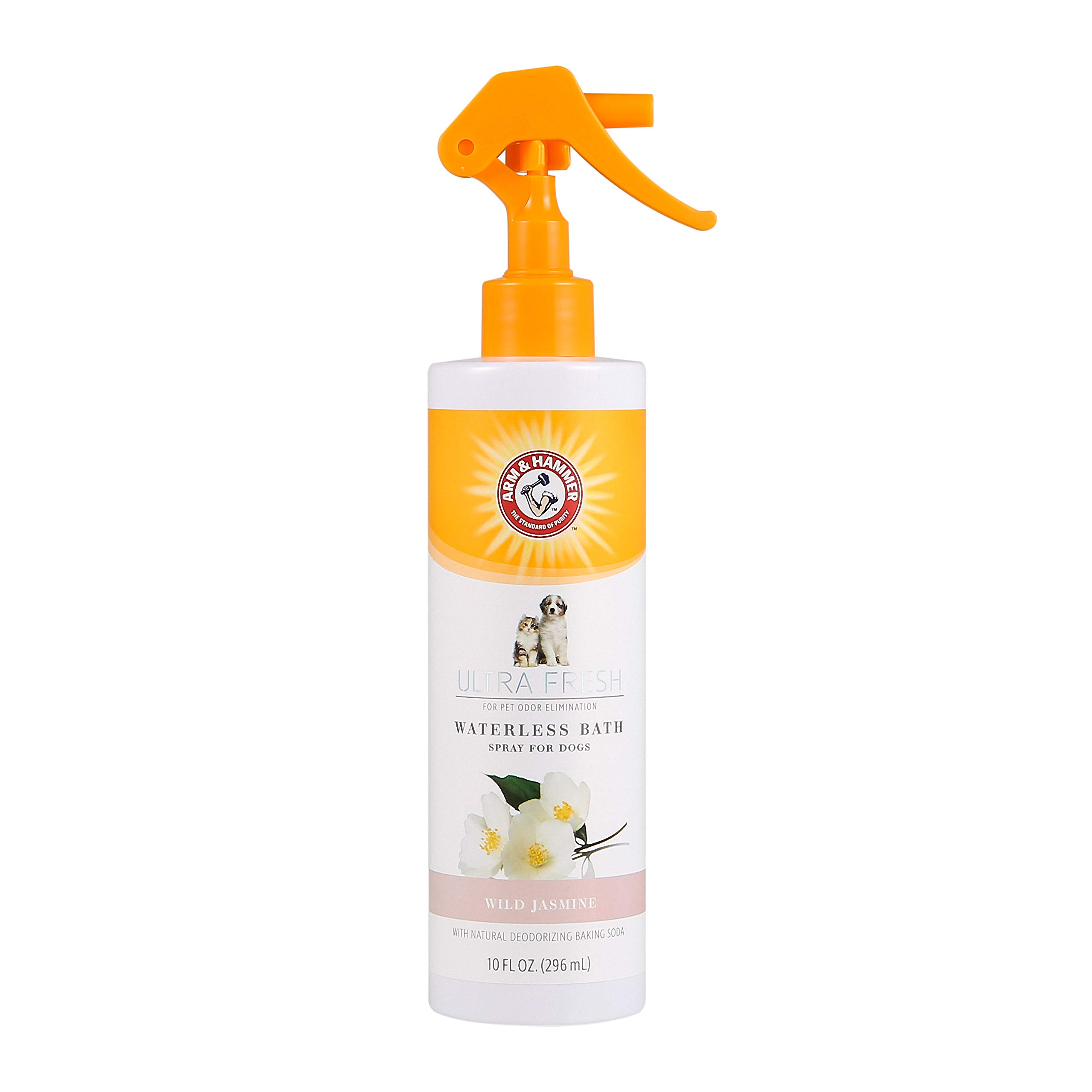 Waterless No-Rinse Dog Bath Spray with Baking Soda, White Jasmine Scent Dry Dog Shampoo for Between-Bath Coat Freshening, 10 fl oz