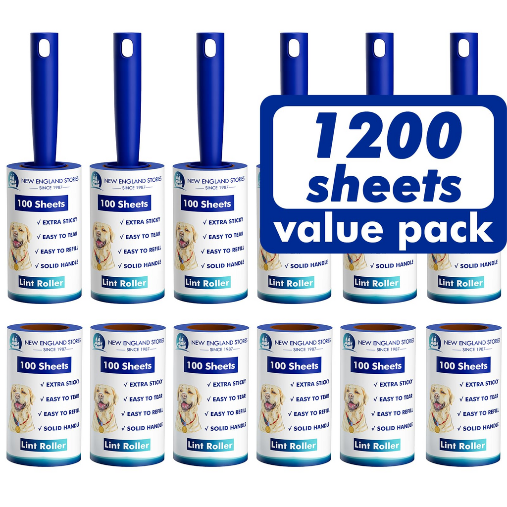 1200 Sheet Lint Roller Value Set with 6 Handles and 6 Refills, Sticky Pet Hair Remover for Clothes, Furniture, Carpet, Bedding & Car
