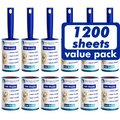 1200 Sheet Lint Roller Value Set with 6 Handles and 6 Refills, Sticky Pet Hair Remover for Clothes, Furniture, Carpet, Bedding & Car