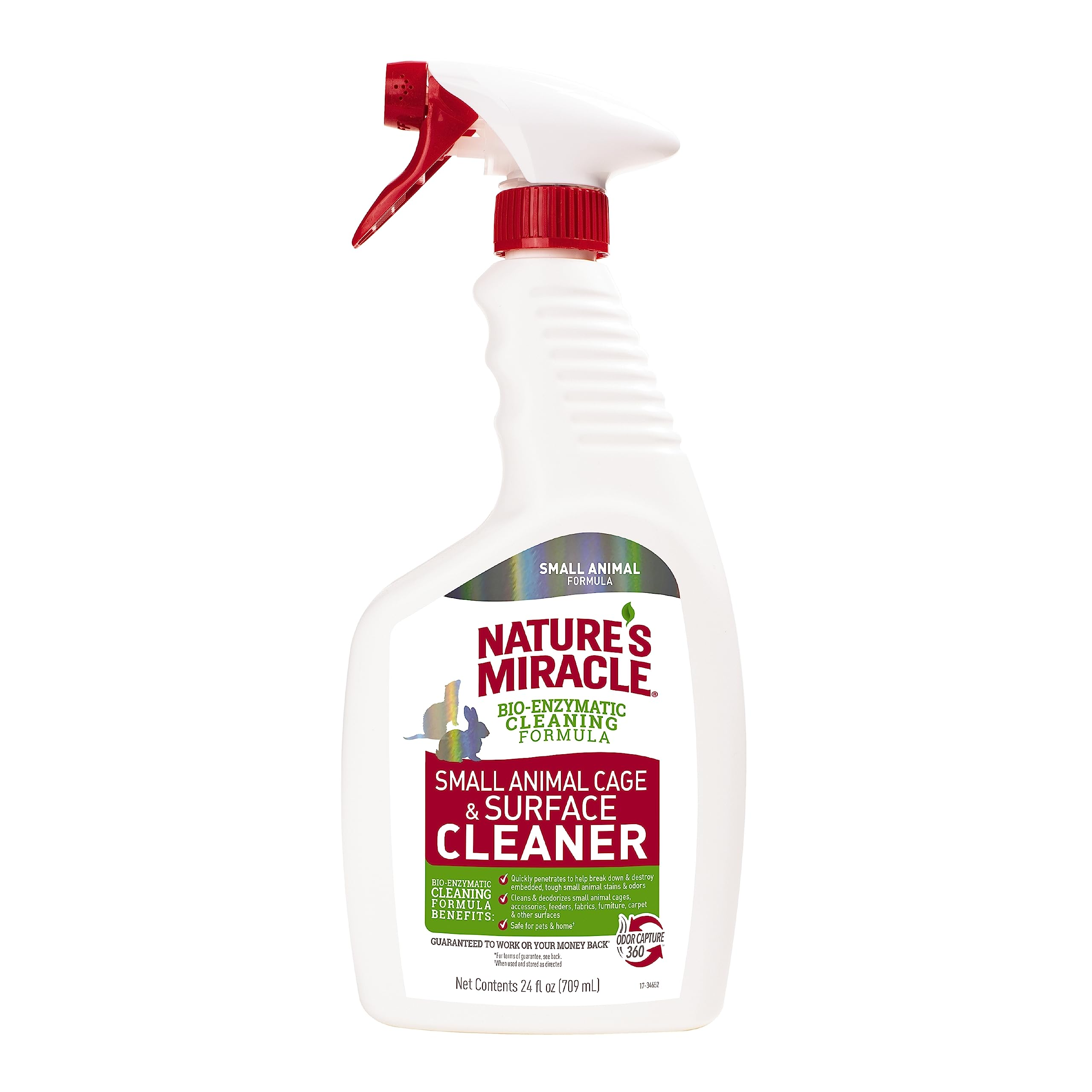 Bio-Enzymatic Small Animal Cage & Surface Cleaner – Unscented Stain & Odor Remover with OdorCapture 360 Technology, 24 oz