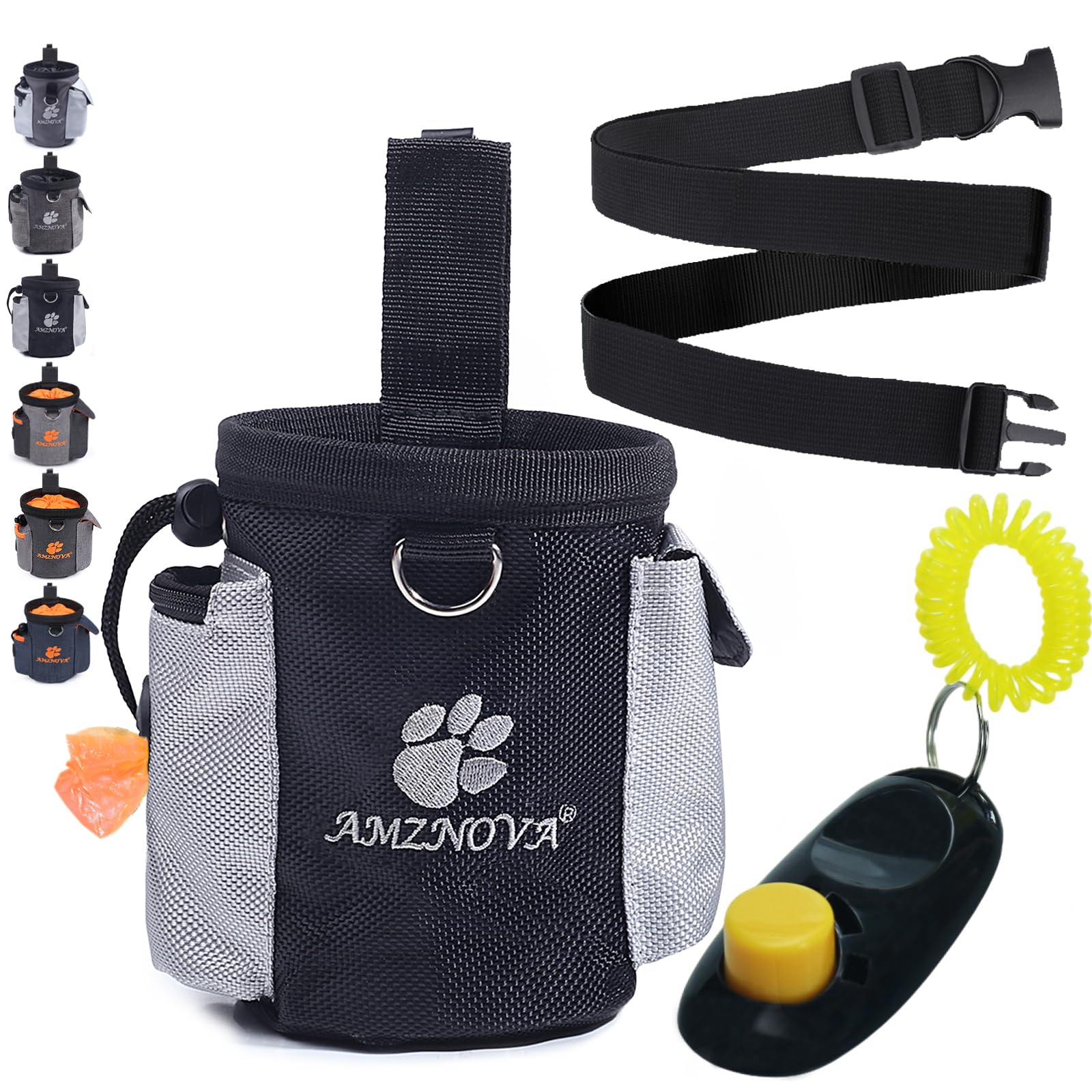 Dog Treat Training Pouch with Adjustable Waist Belt, Belt Clip & Dual Storage Pockets, 3 Cup Capacity for Walking and Pet Training