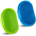 2 Pack Pet Grooming & Bath Brush with Adjustable Ring Handle, Soft Rubber Shampoo Brush for Long and Short Haired Dogs and Cats