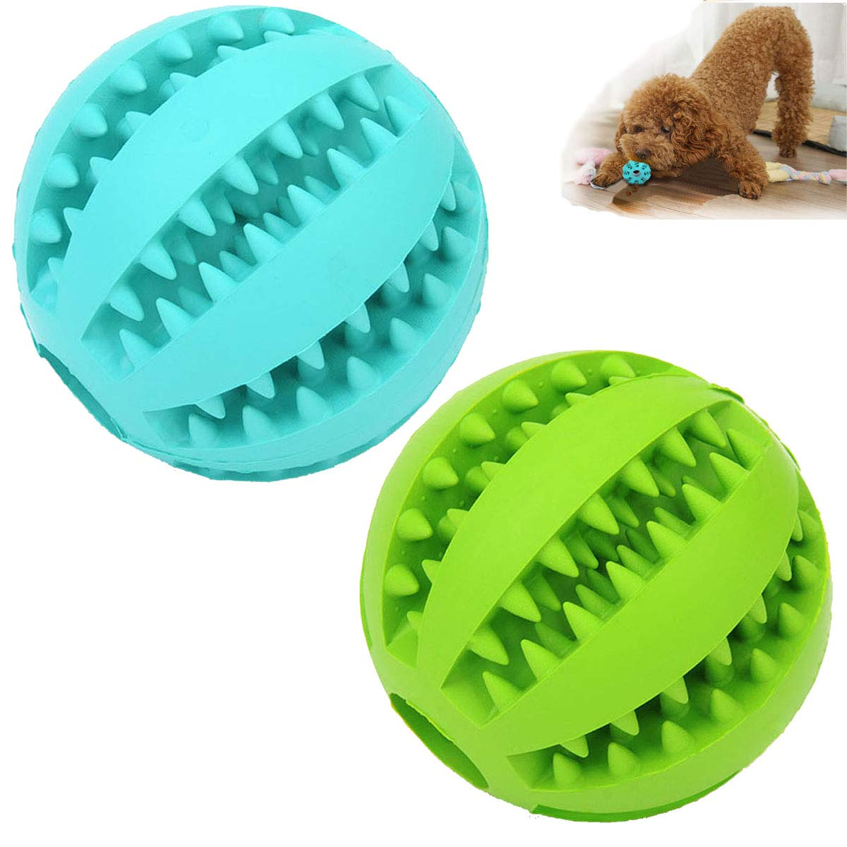 2-Pack Dog Treat Dispensing Ball Toys – Natural Rubber Chew Balls for Teeth Cleaning, Interactive Training & Play for Small, Medium & Large Dogs