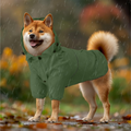 Waterproof Hooded Dog Rain Jacket with Removable Hood, Double-Layer Water-Resistant Dog Raincoat with Pocket, Size M, Green