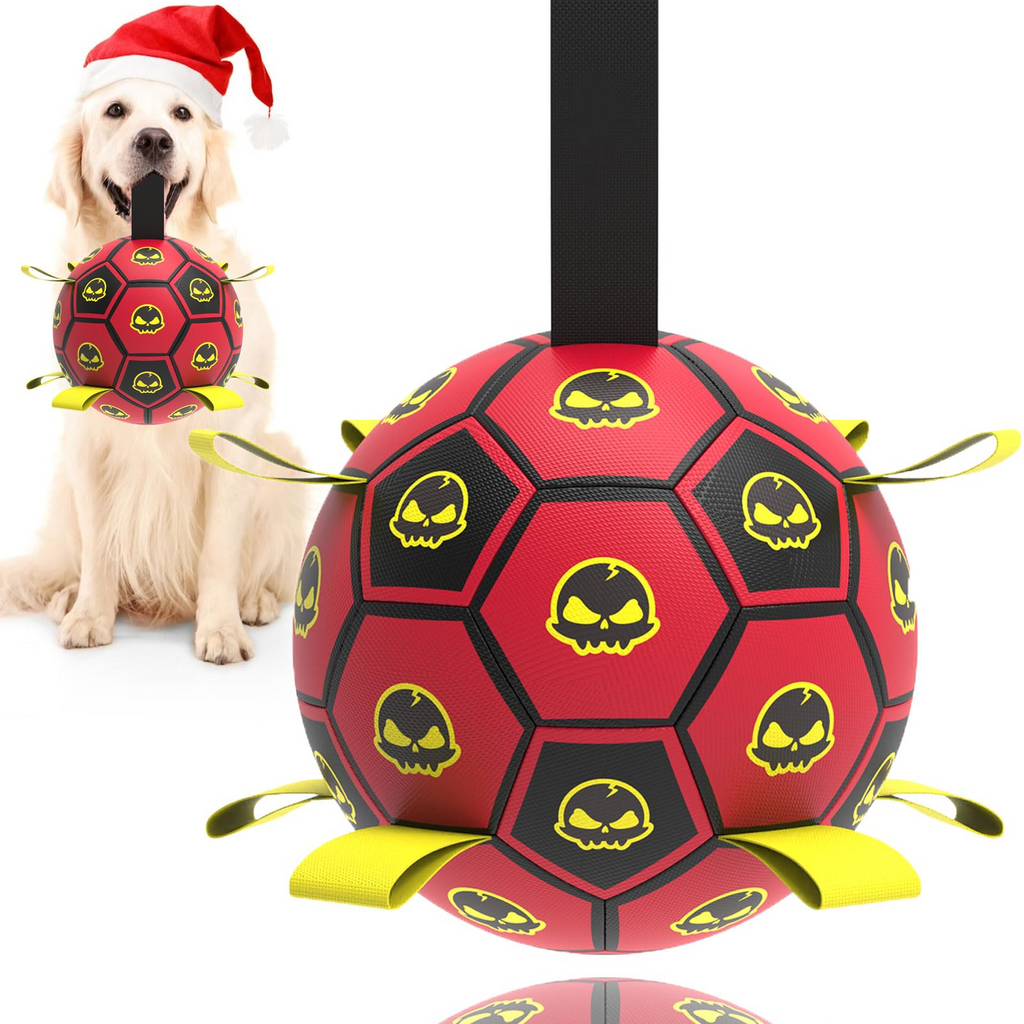 Interactive Dog Soccer Ball Toy with Straps – 6-Inch Durable Waterproof Fetch Ball with Pump for Indoor & Outdoor Play