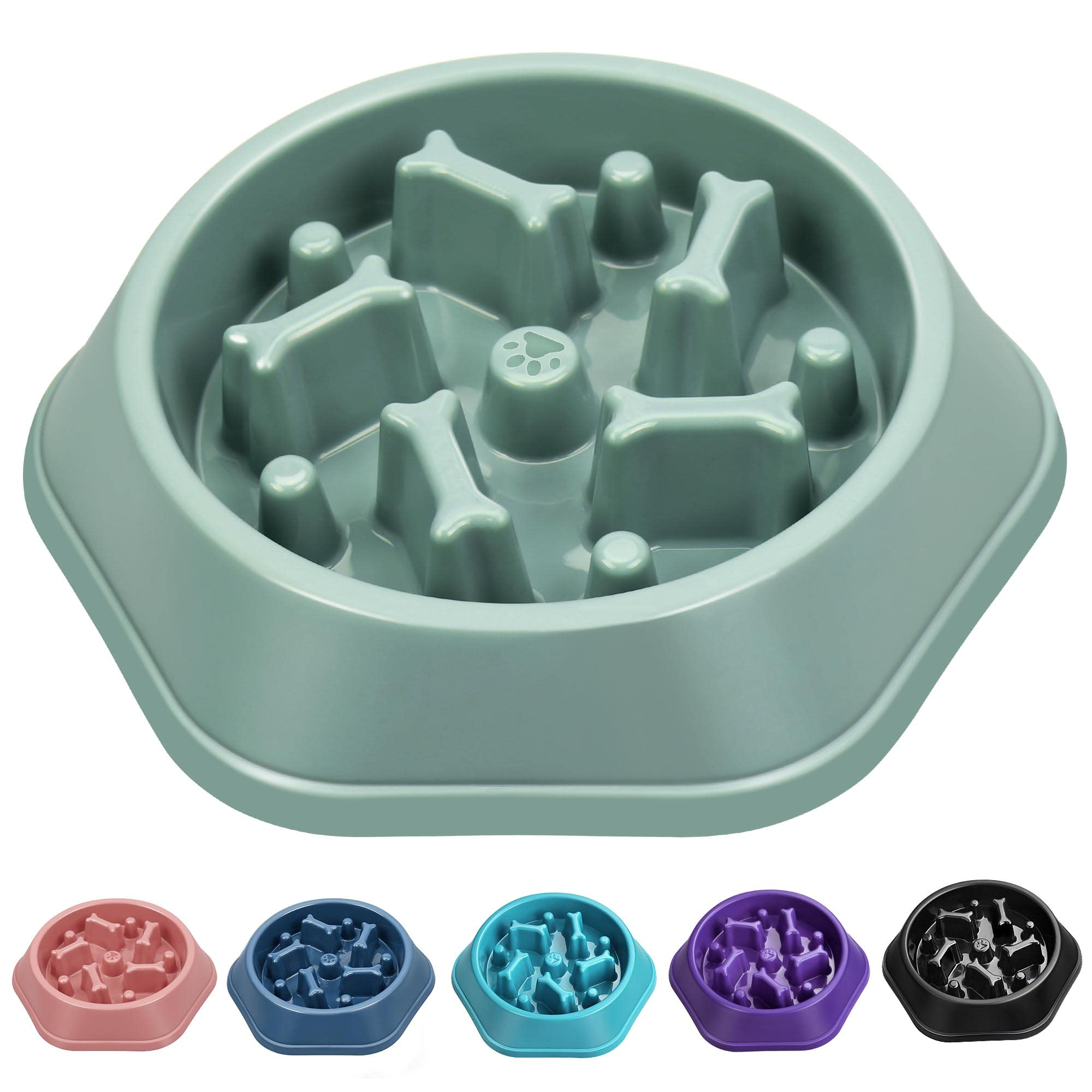 Slow Feeder Dog Puzzle Bowl – Anti-Choking Interactive Feeding Bowl with Non-Slip Base for Small & Medium Dogs, Green