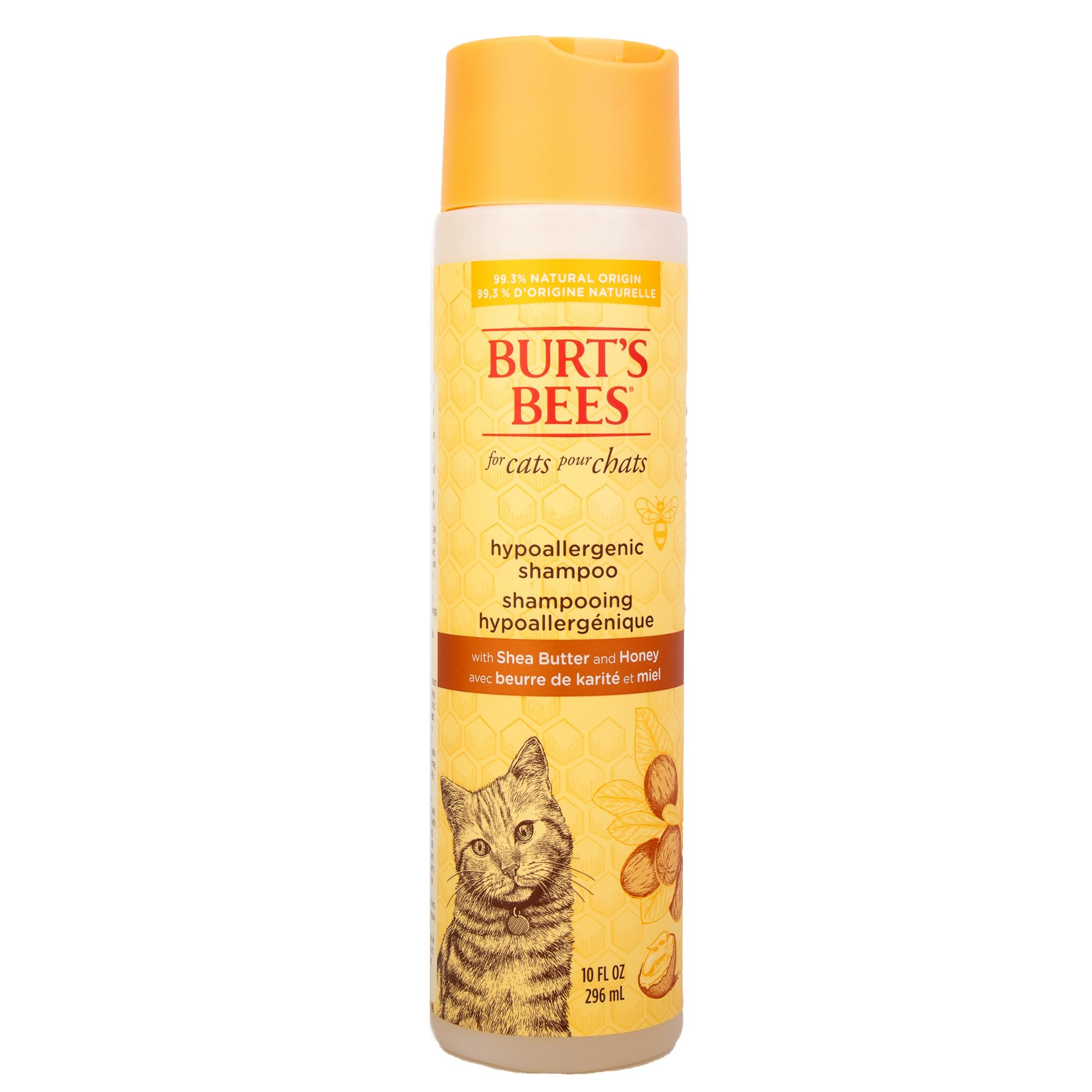Hypoallergenic Cat Shampoo with Shea Butter and Honey, Fragrance-Free, pH Balanced Formula for Dry and Sensitive Skin, 10 fl oz