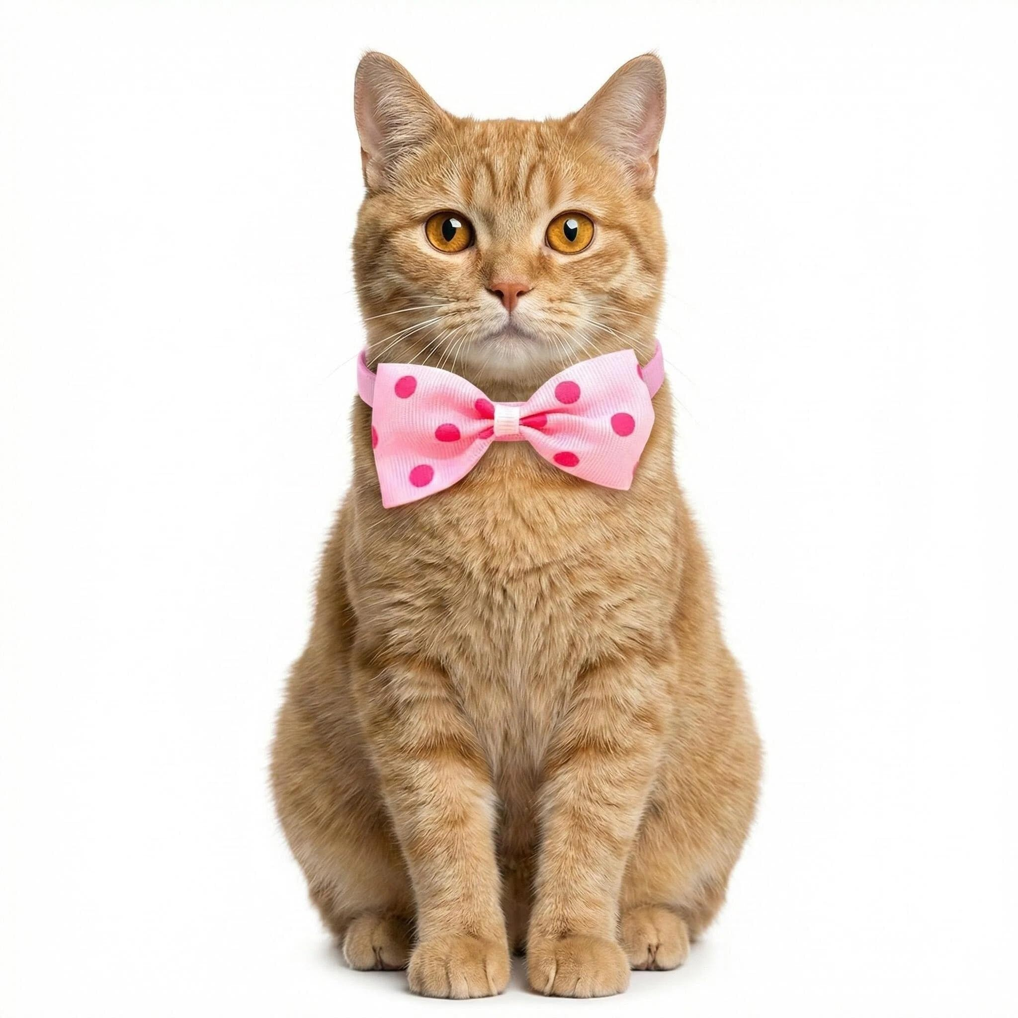 Adjustable Dot Bow Tie Pet Collar, Safety Neck Collar for Dogs and Cats