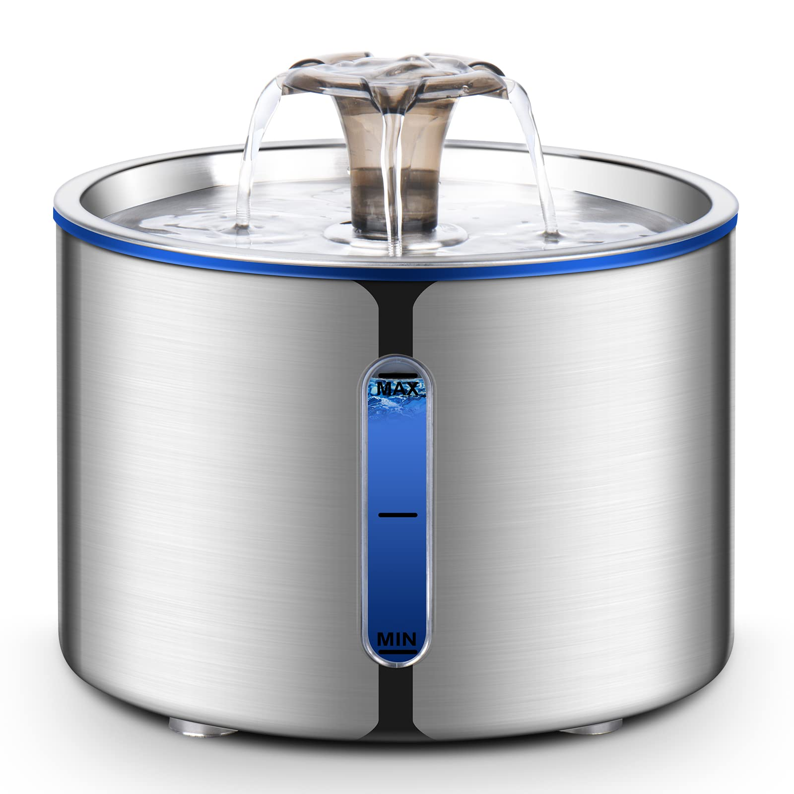 84oz Stainless Steel Cat Water Fountain – 2.5L Automatic Pet Water Fountain with Multi-Layer Filtration, Ultra-Quiet Pump & Water Level Window