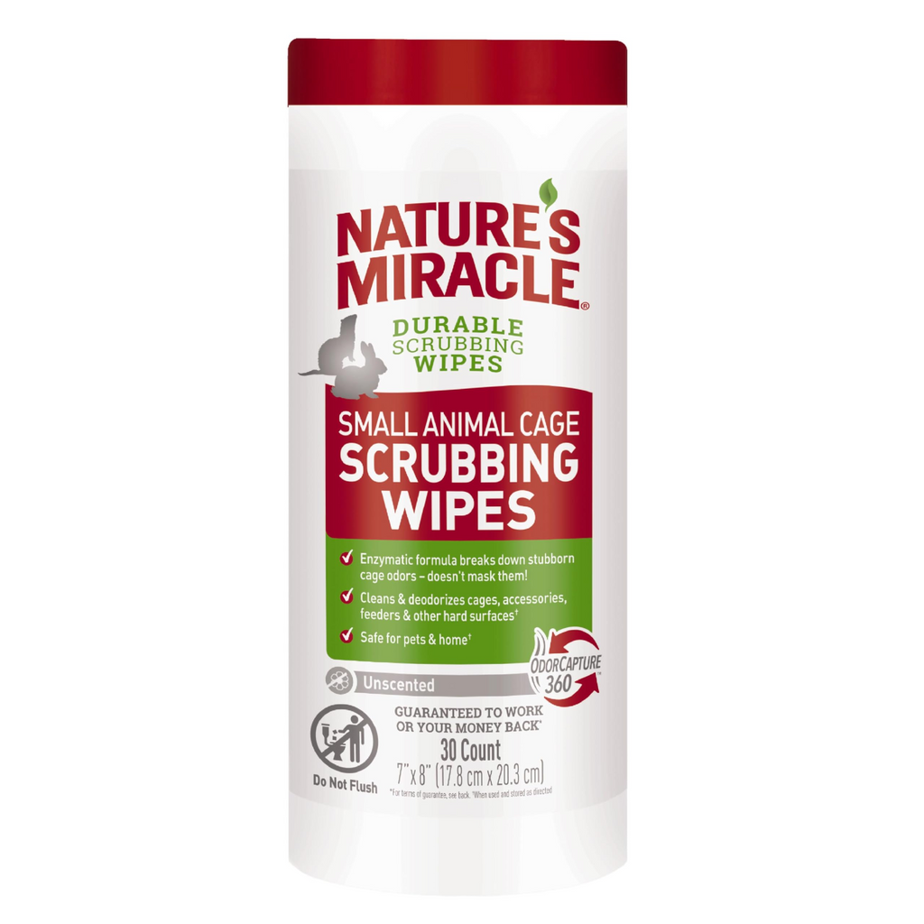 Small Animal Cage Cleaning Wipes – Enzymatic Scrubbing Wipes with Odor Control, Safe for Pet Cages, 30 Count