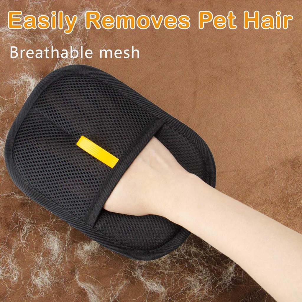 Reusable Pet Hair Removal Glove with Electrostatic Fabric, Washable Fur Remover Mitt for Couch, Carpet, Car Seat & Pet Beds, Black