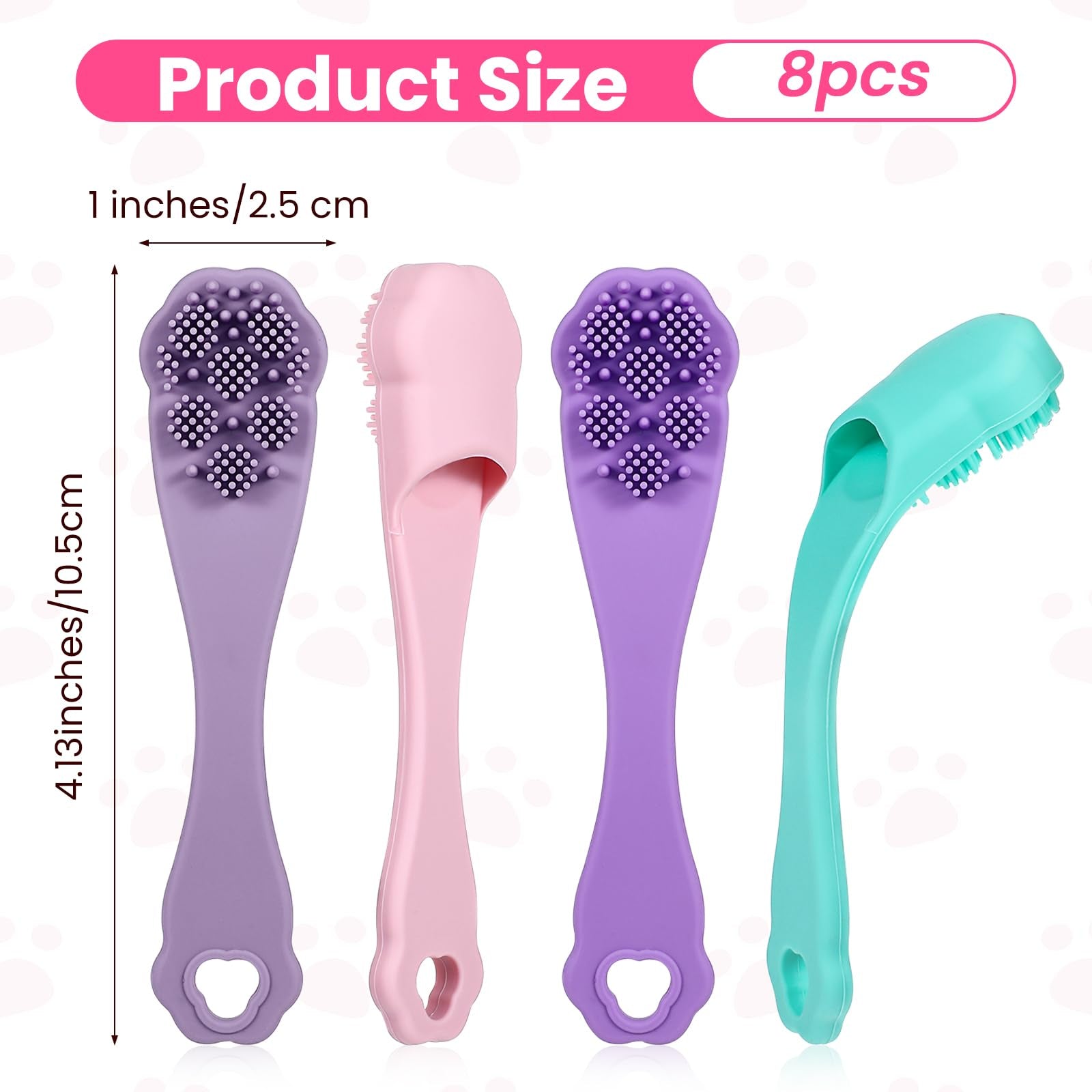 8 Pack Silicone Finger Toothbrush for Dogs & Cats, Food Grade Pet Teeth Cleaning Brush for Small & Medium Pets