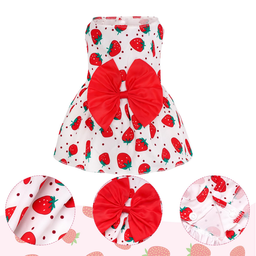 4 Pack Cute Pet Dresses for Small and Medium Dogs & Cats, Soft Breathable Puppy Skirts with Lace and Front Buttons