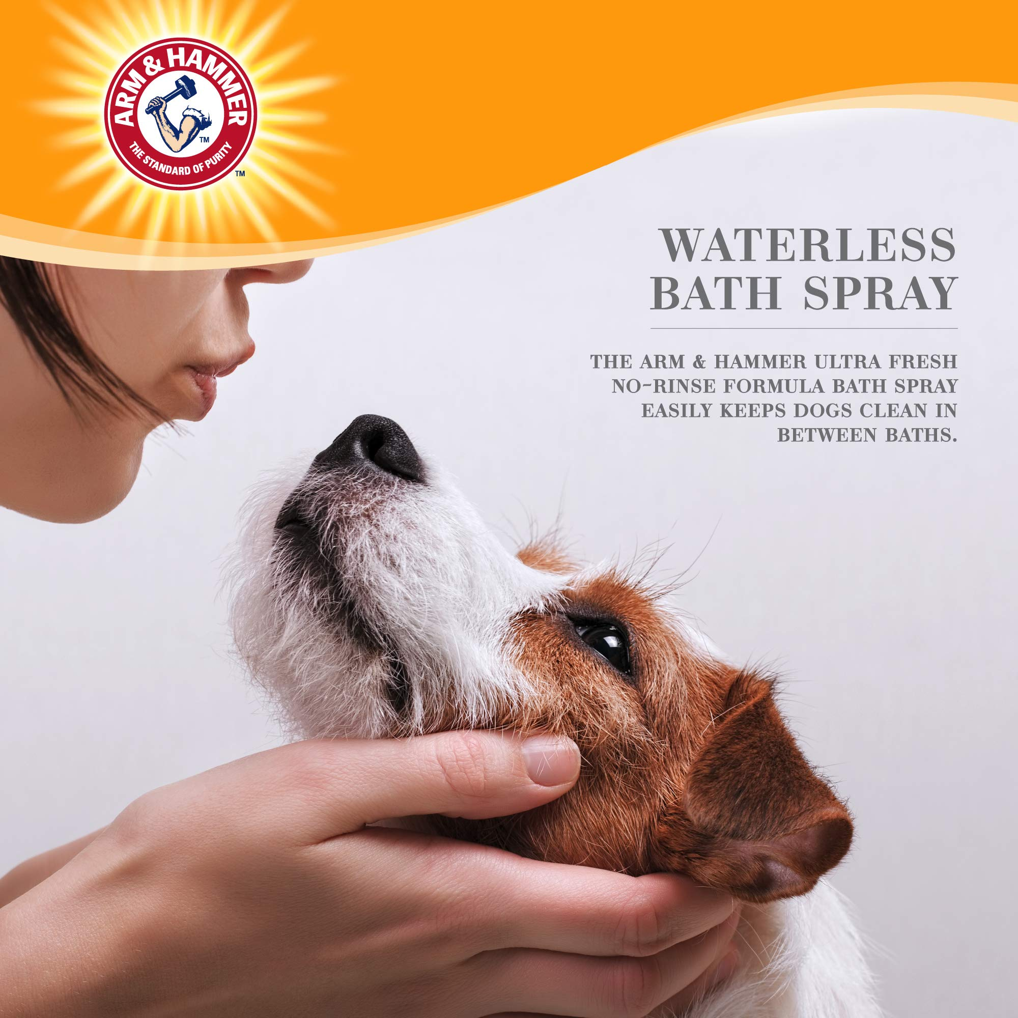 Waterless No-Rinse Dog Bath Spray with Baking Soda, White Jasmine Scent Dry Dog Shampoo for Between-Bath Coat Freshening, 10 fl oz