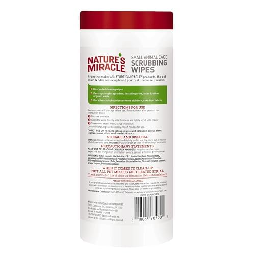 Small Animal Cage Cleaning Wipes – Enzymatic Scrubbing Wipes with Odor Control, Safe for Pet Cages, 30 Count