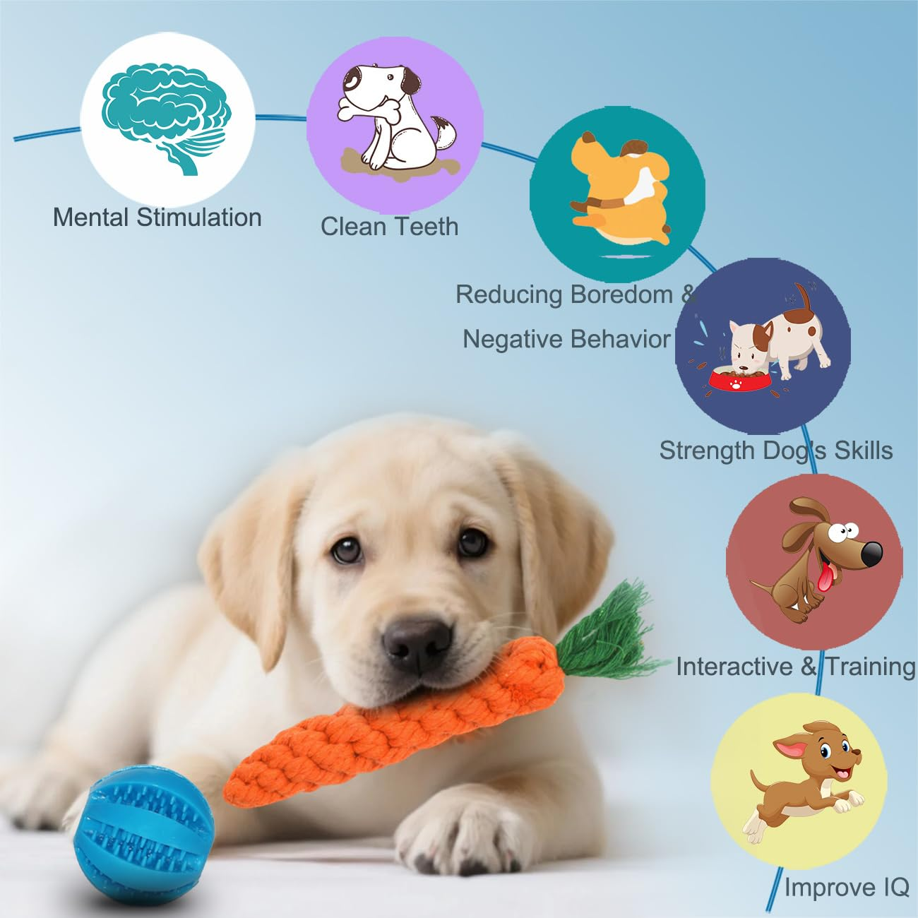 15-Pack Dog Toys for Small & Medium Dogs – Interactive Rope, Chew, Squeaky & Treat Dispensing Toys for Teething, Dental Care & Play