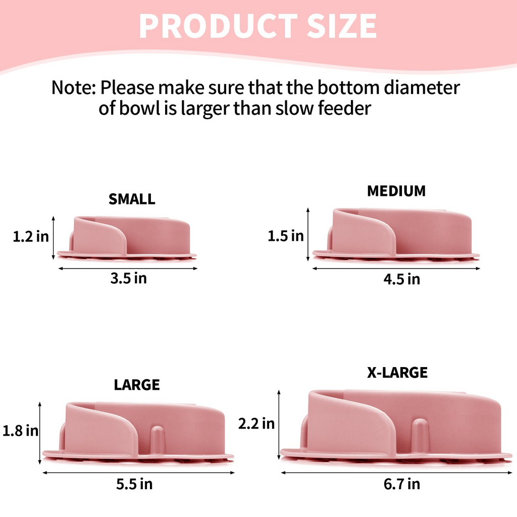 Silicone Slow Feeder Dog Bowl Insert – Soft Maze Feeder with Strong Suction Cups for Small, Medium & Large Dogs, Pink