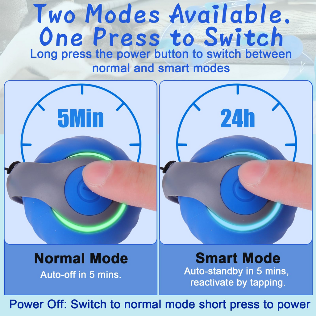 Automatic Interactive Cat Toy Ball – Rechargeable Cat Enrichment Toy with 3 Tails, 2 Speed Modes & Intelligent Play for Indoor Cats, Blue