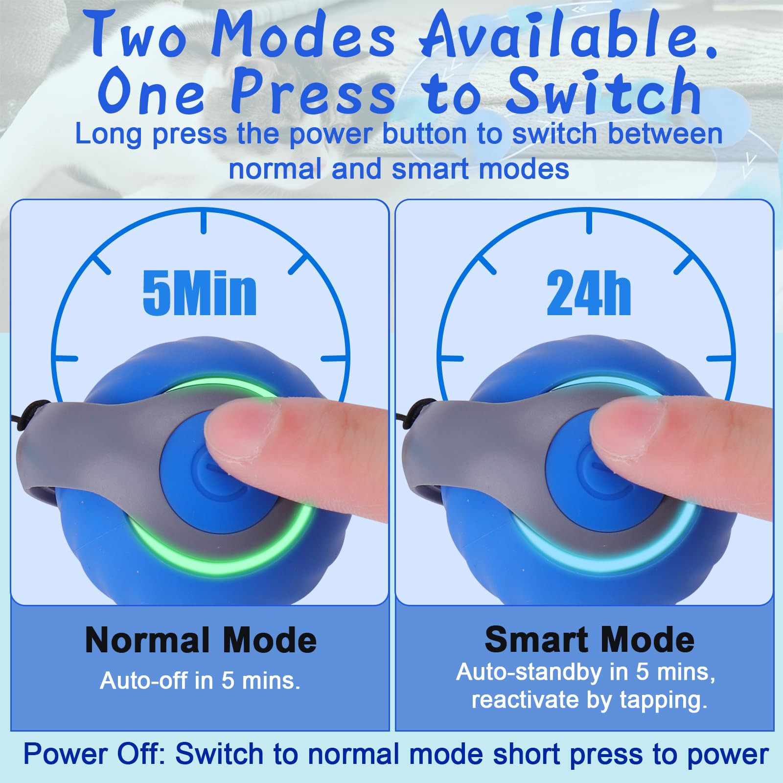 Automatic Interactive Cat Toy Ball – Rechargeable Cat Enrichment Toy with 3 Tails, 2 Speed Modes & Intelligent Play for Indoor Cats, Blue