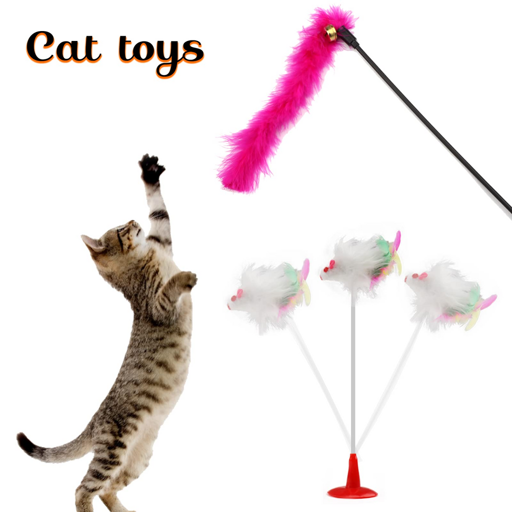32 Piece Cat Toy Variety Pack with Feather Toys, Mouse Toys, Balls, Crinkle Toys, Teaser Wand & Catnip Toys for Indoor Cats and Kittens