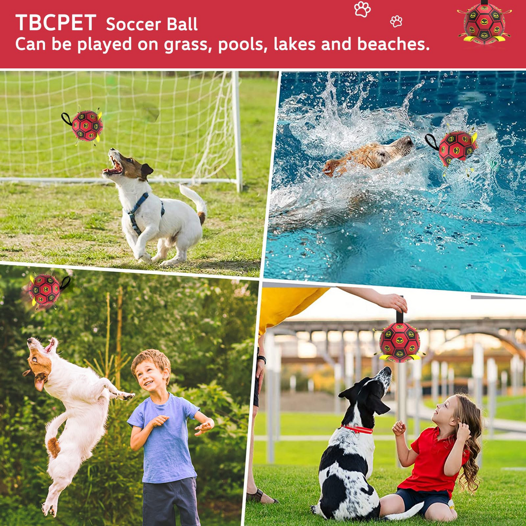Interactive Dog Soccer Ball Toy with Straps – 6-Inch Durable Waterproof Fetch Ball with Pump for Indoor & Outdoor Play