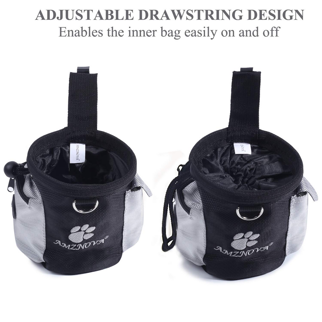 Dog Treat Training Pouch with Adjustable Waist Belt, Belt Clip & Dual Storage Pockets, 3 Cup Capacity for Walking and Pet Training