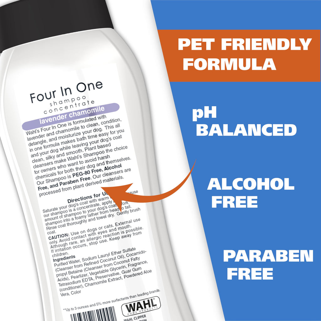 4-in-1 Dog Shampoo with Lavender Chamomile Scent, Cleans, Conditions, Detangles & Moisturizes, pH Balanced Formula, 24 oz