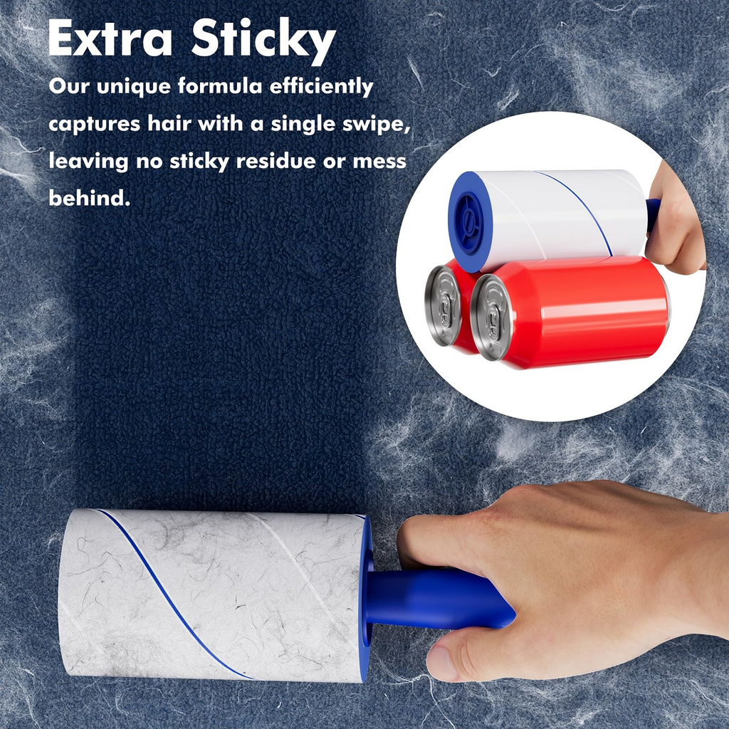 1200 Sheet Lint Roller Value Set with 6 Handles and 6 Refills, Sticky Pet Hair Remover for Clothes, Furniture, Carpet, Bedding & Car