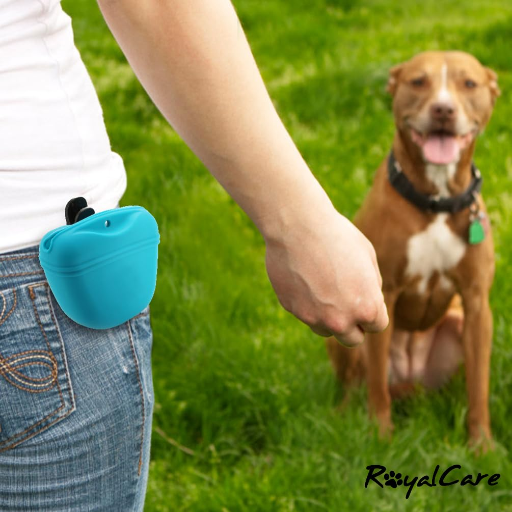 Silicone Dog Treat Pouch with Magnetic Closure and Waist Clip, Portable Training Treat Bag, Food Grade Silicone for Walking & Pet Training