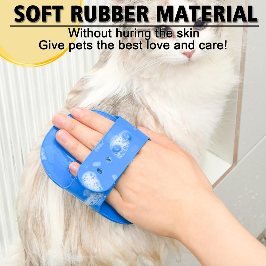 2 Pack Pet Grooming & Bath Brush with Adjustable Ring Handle, Soft Rubber Shampoo Brush for Long and Short Haired Dogs and Cats