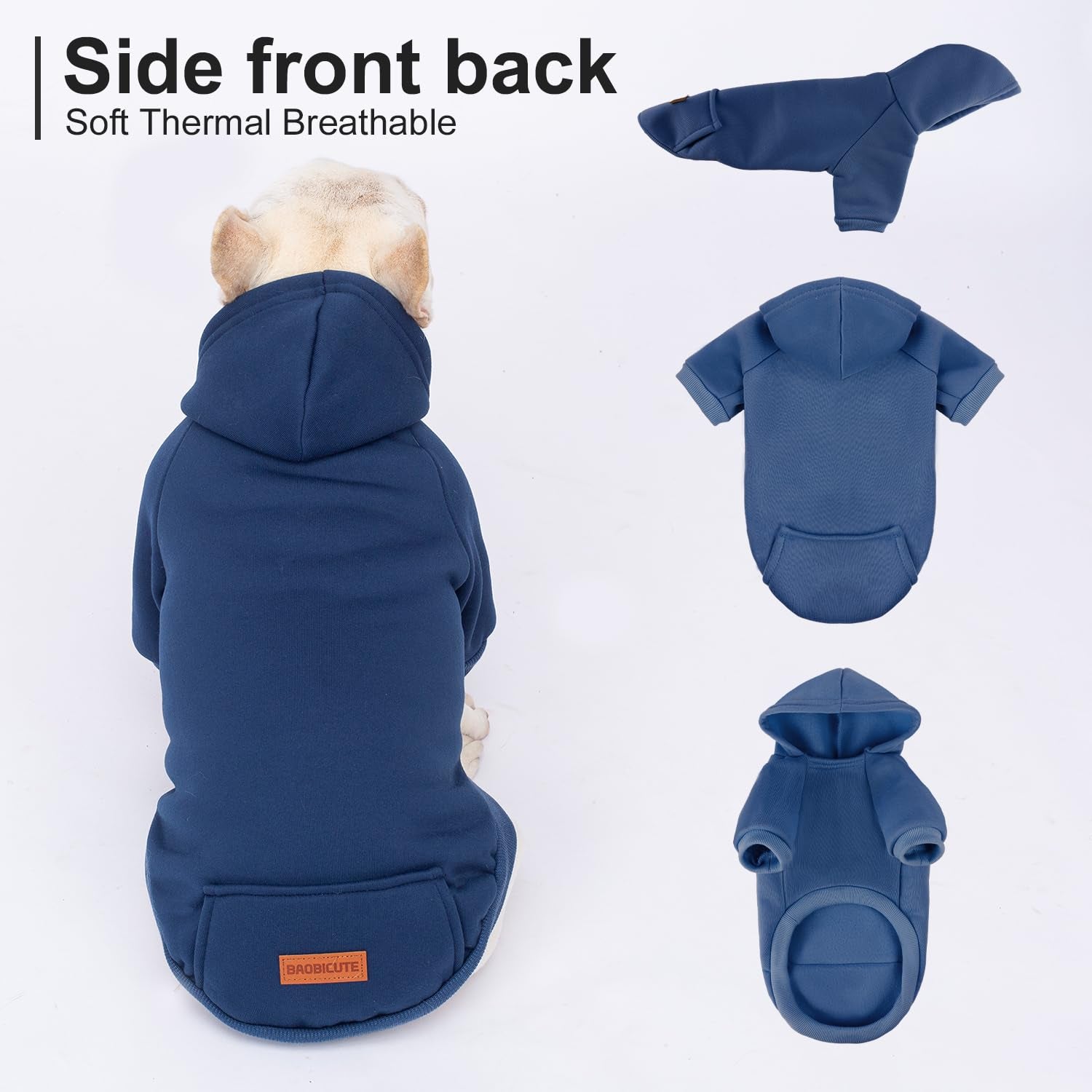 2 Pack Dog Hoodies with Fleece Lining, Warm Pet Sweatshirts for Small & Medium Dogs and Cats, Size L (13.78" Back, 18.9" Chest)