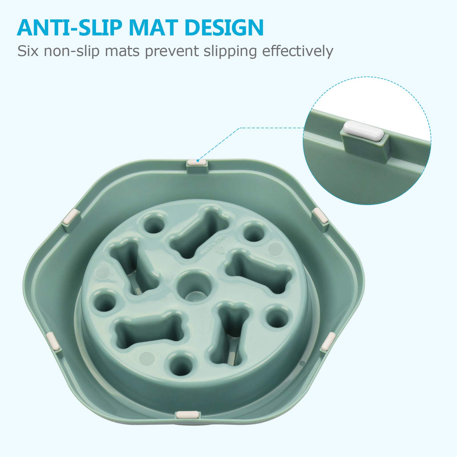 Slow Feeder Dog Puzzle Bowl – Anti-Choking Interactive Feeding Bowl with Non-Slip Base for Small & Medium Dogs, Green