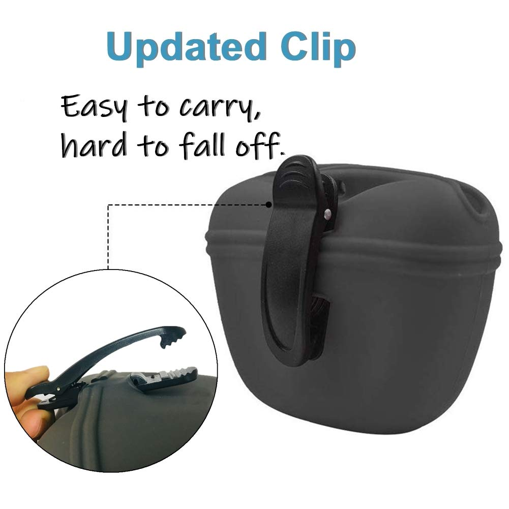 Silicone Dog Treat Pouch with Magnetic Closure and Waist Clip, Portable Training Treat Bag, Food Grade Silicone for Walking & Pet Training