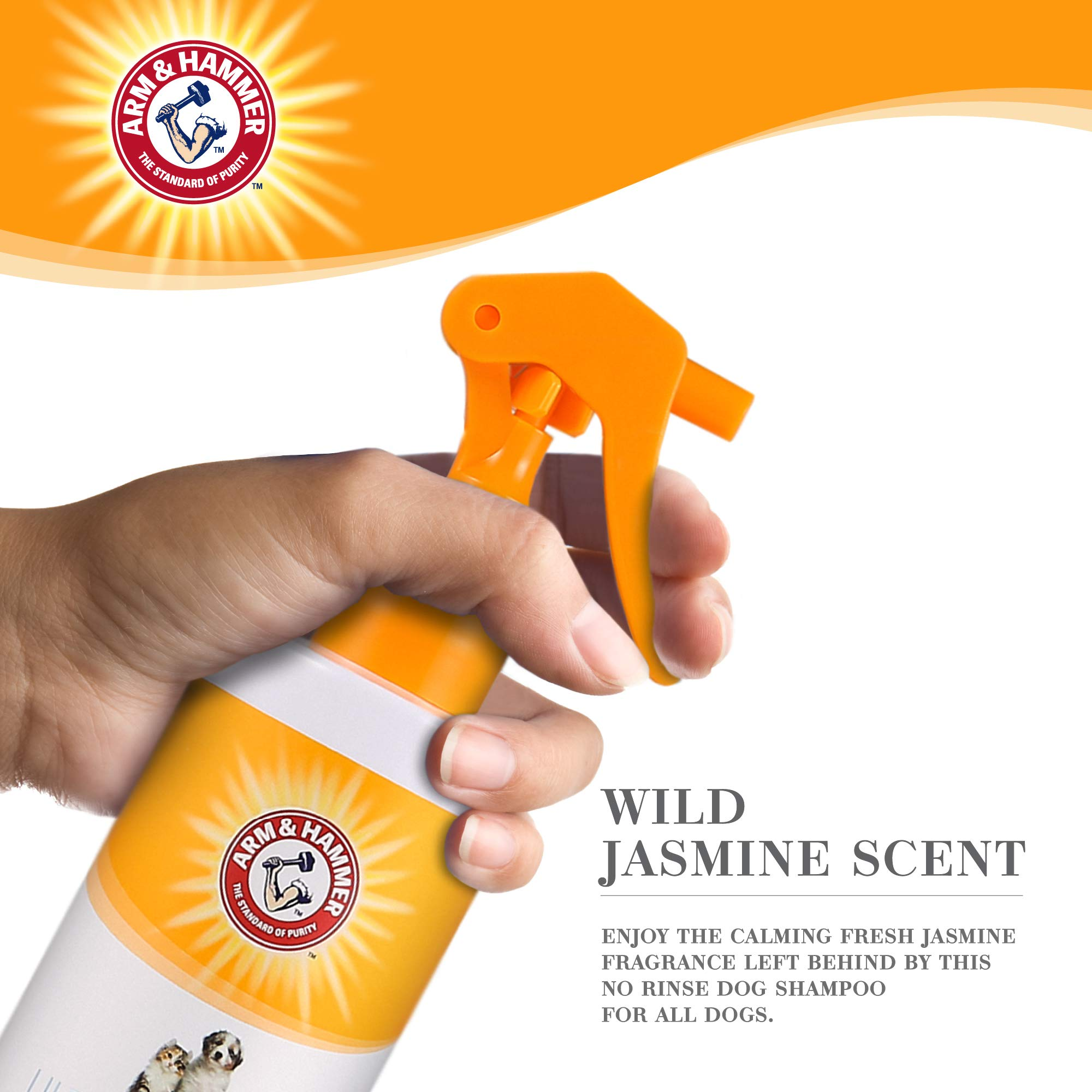 Waterless No-Rinse Dog Bath Spray with Baking Soda, White Jasmine Scent Dry Dog Shampoo for Between-Bath Coat Freshening, 10 fl oz